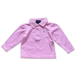 RALPH LAUREN || Pink Long-Sleeve Polo Shirt || Toddler Girls size 18 months